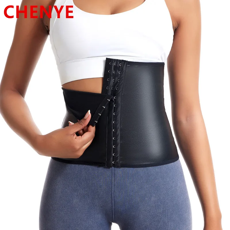 Cinturón de cuero para mujer, corsé moldeador de cuerpo, envoltura de vientre, 3 ganchos, elástico, deportivo
