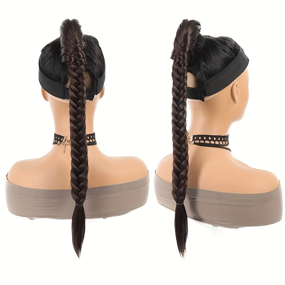 Synthetische Fishtail Vlecht Paardenstaart Met Klauw Clip 24Inch Lange Gevlochten Gevlochten Paardenstaart Haarstukjes Clip In Haarverlenging