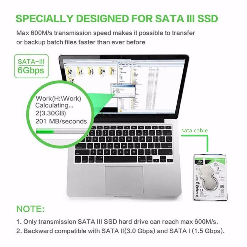 Cable USB 3,0 2,0 SATA 3, adaptador de hasta 6 Gbps, compatible con disco duro externo HDD SSD de 3,0 pulgadas, 22 Pines, Sata III