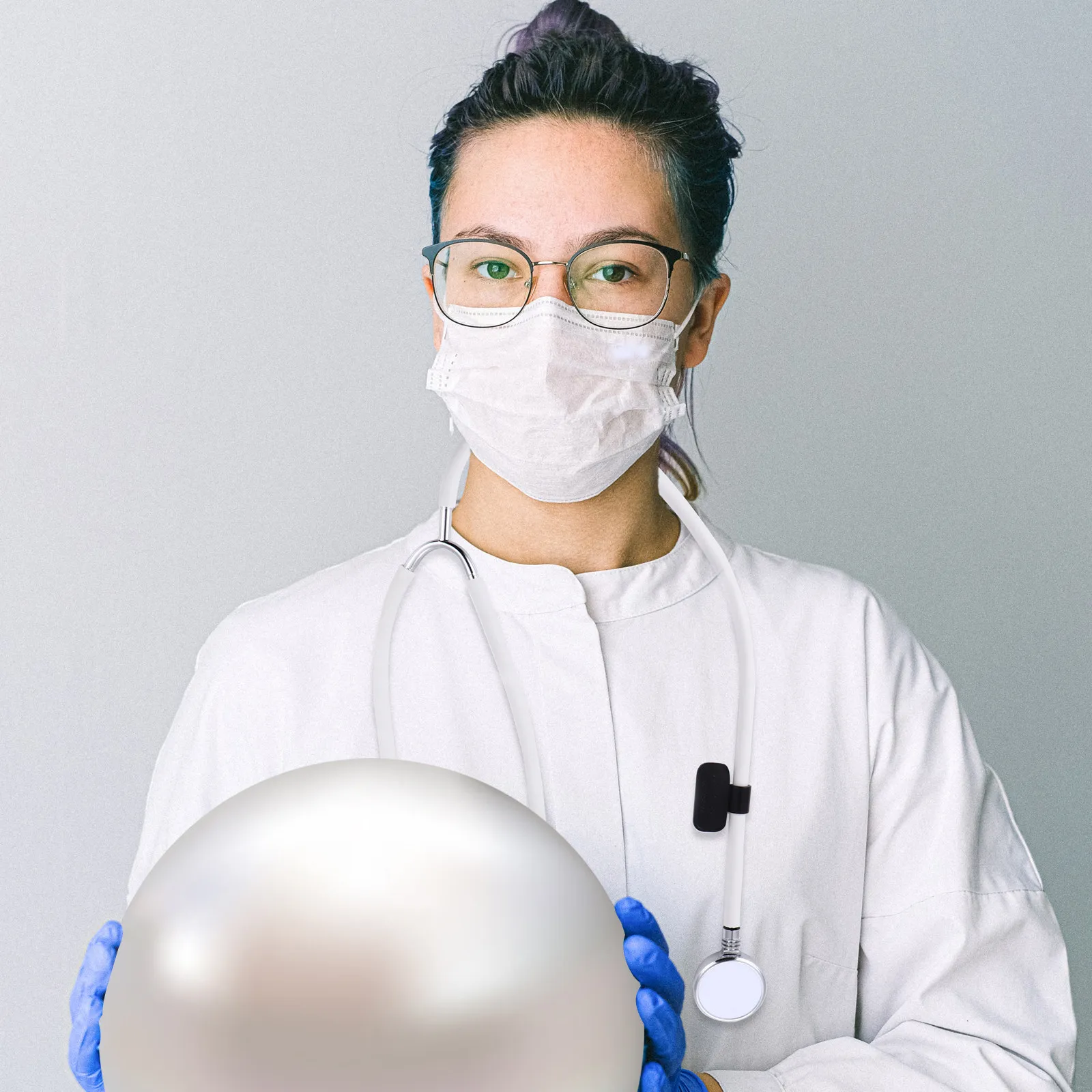 

Health Care Stethoscope Silver Professional Patient Diagnosis Amplified Heart Lung Sound Nurse Supply