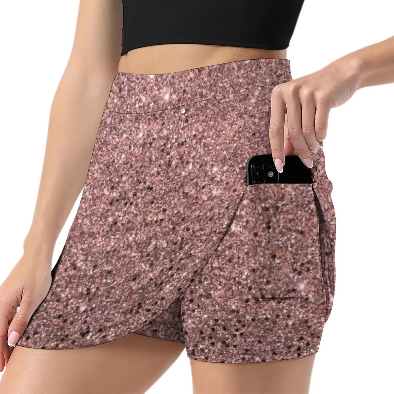 Pink Rose Gold Blush Glitter Sparkle Mini Skirt skirts summer 2024 woman mini skirt