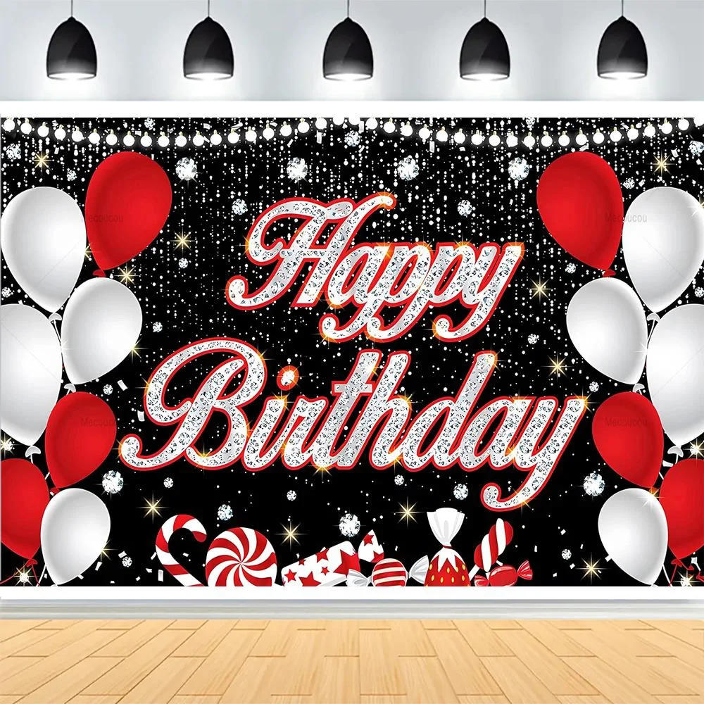 Happy Birthday Party การถ่ายภาพฉากหลังทองบอลลูนที่มีสีสัน Rose คริสต์มาสวันวาเลนไทน์ Photo Studio พื้นหลัง AY-01