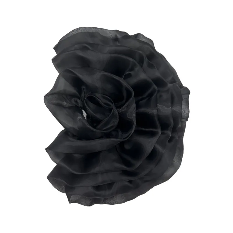 Handgefertigte große Blumen-Brosche aus Stoff, modische Anstecknadeln und Broschen für Frauen, Hochzeit, Party, Abzeichen, Schmuckzubehör – Detail 4