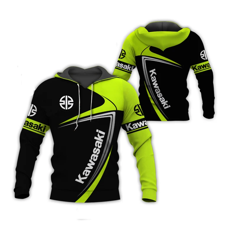 Nowa wiosenna i jesienna bluza z nadrukiem 3D Kawasaki Ninja do jazdy motocyklem Off-Road Extreme Sports Adventure Unisex Fashion Hoodie