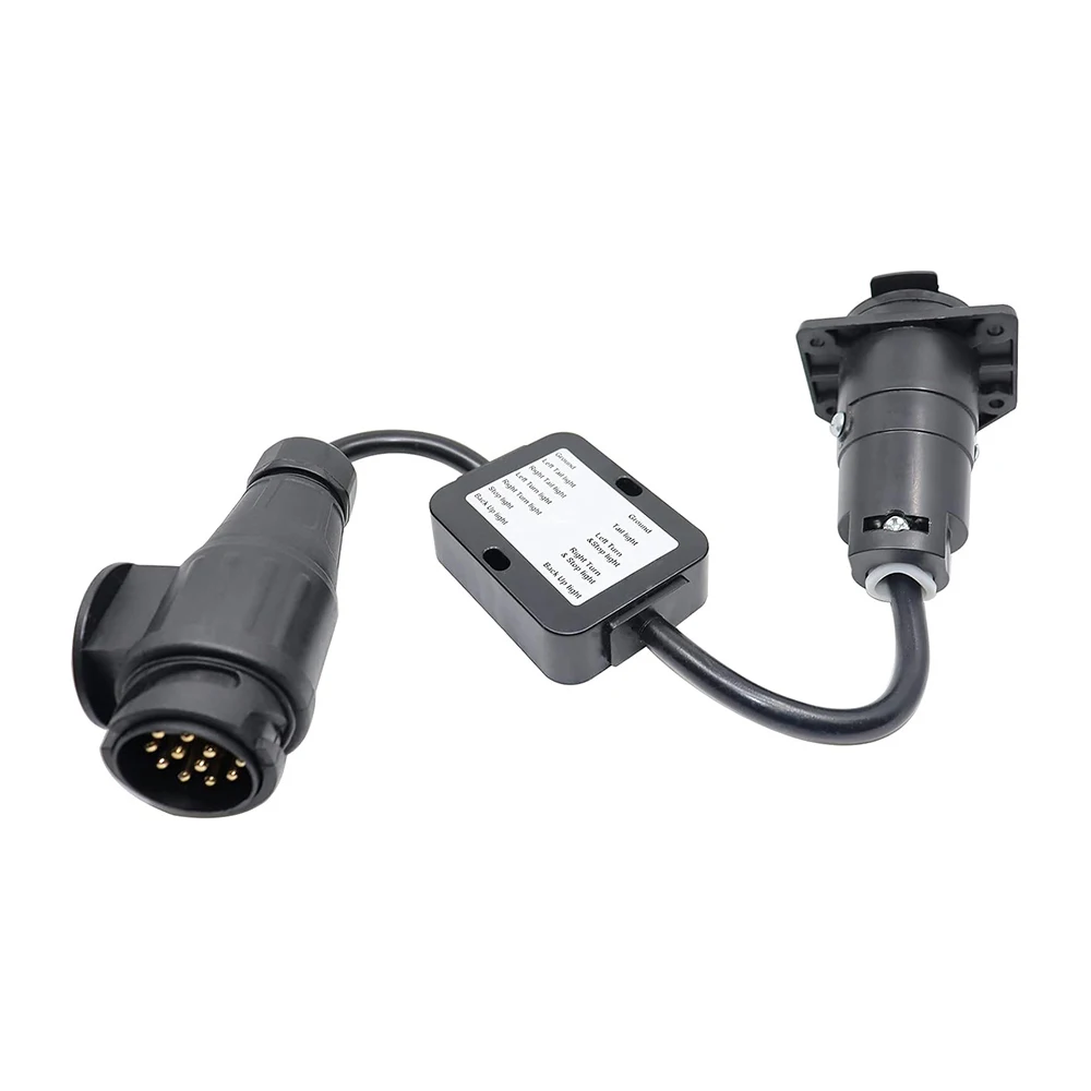 Plastic European 13 Pin To American Style 7 Way Plug Adapter Round Connector RV Trailer Light Electrical Converter Harness 6-24V - view 4