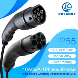Kolanky 16/32A 3.6/7.2/11/22KW Female Plug Connect Electric Vehicle Car Socket Male Converter Connect Charging Station Socket