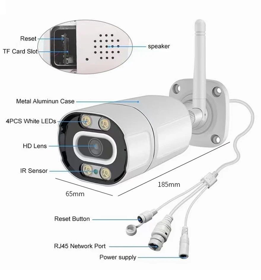 Outdoor Waterproof WiFi IP Camera SSC373 3MP Dual Light Infrared Warm Light Color Night Vision Home Security Surveillance Camera