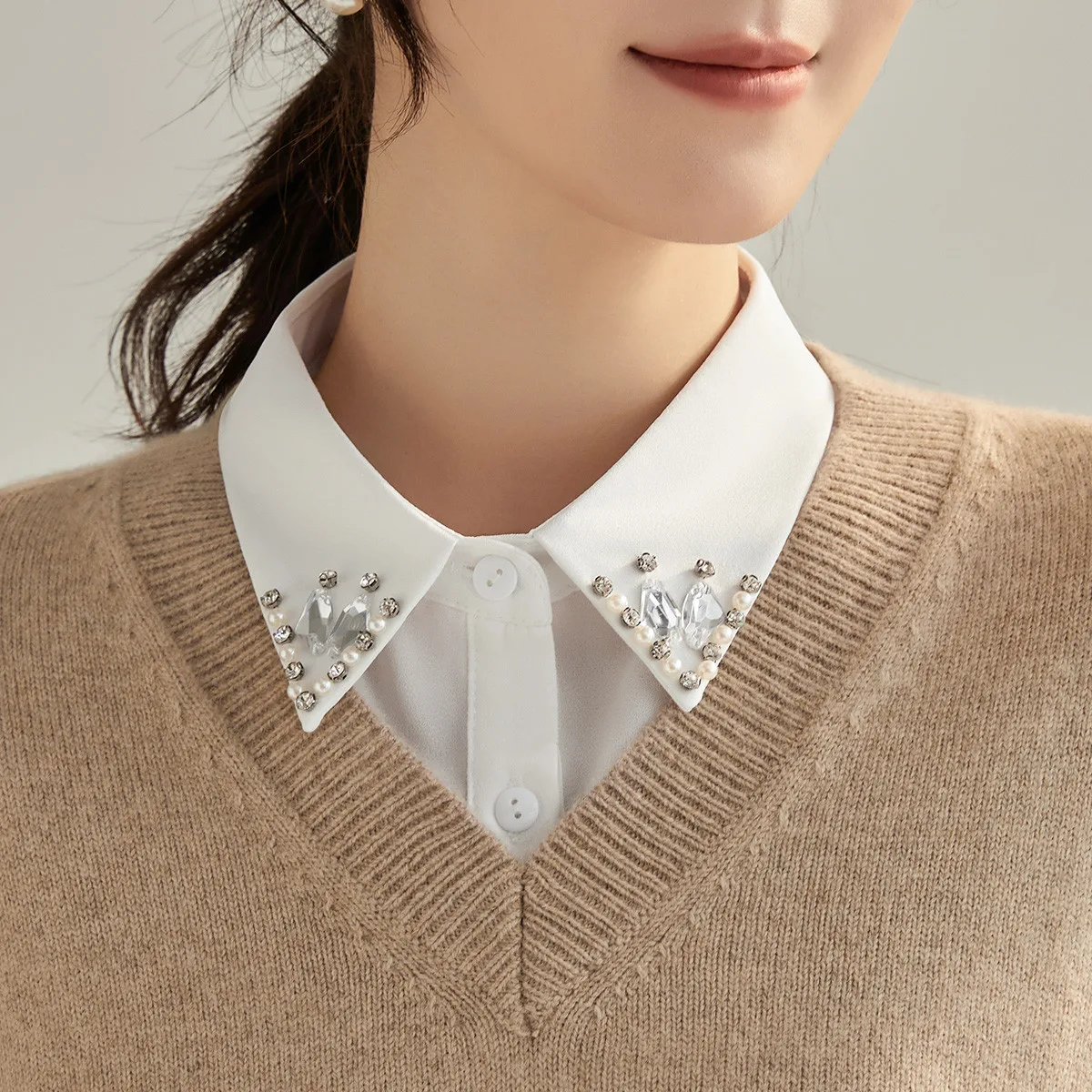 女性用装飾ダイヤモンドスタッズ付きフェイクカラーインナーウェアベースレイヤーirtカラー多機能高級感ビジネスs