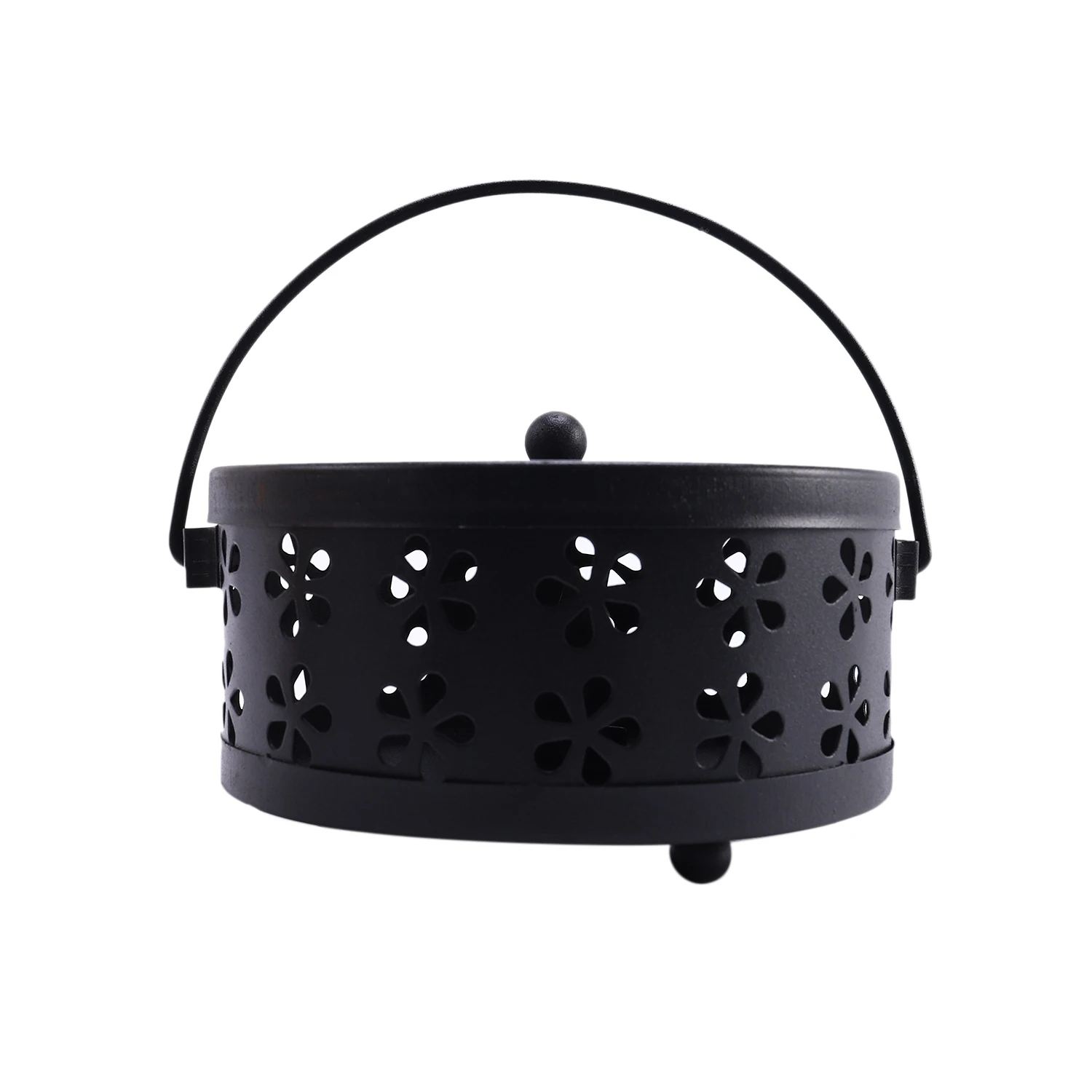ABJN-Nordic Retro Metal Hollow Floral Mosquito Coil Holder Garden Burner Mosquito Repellent Box