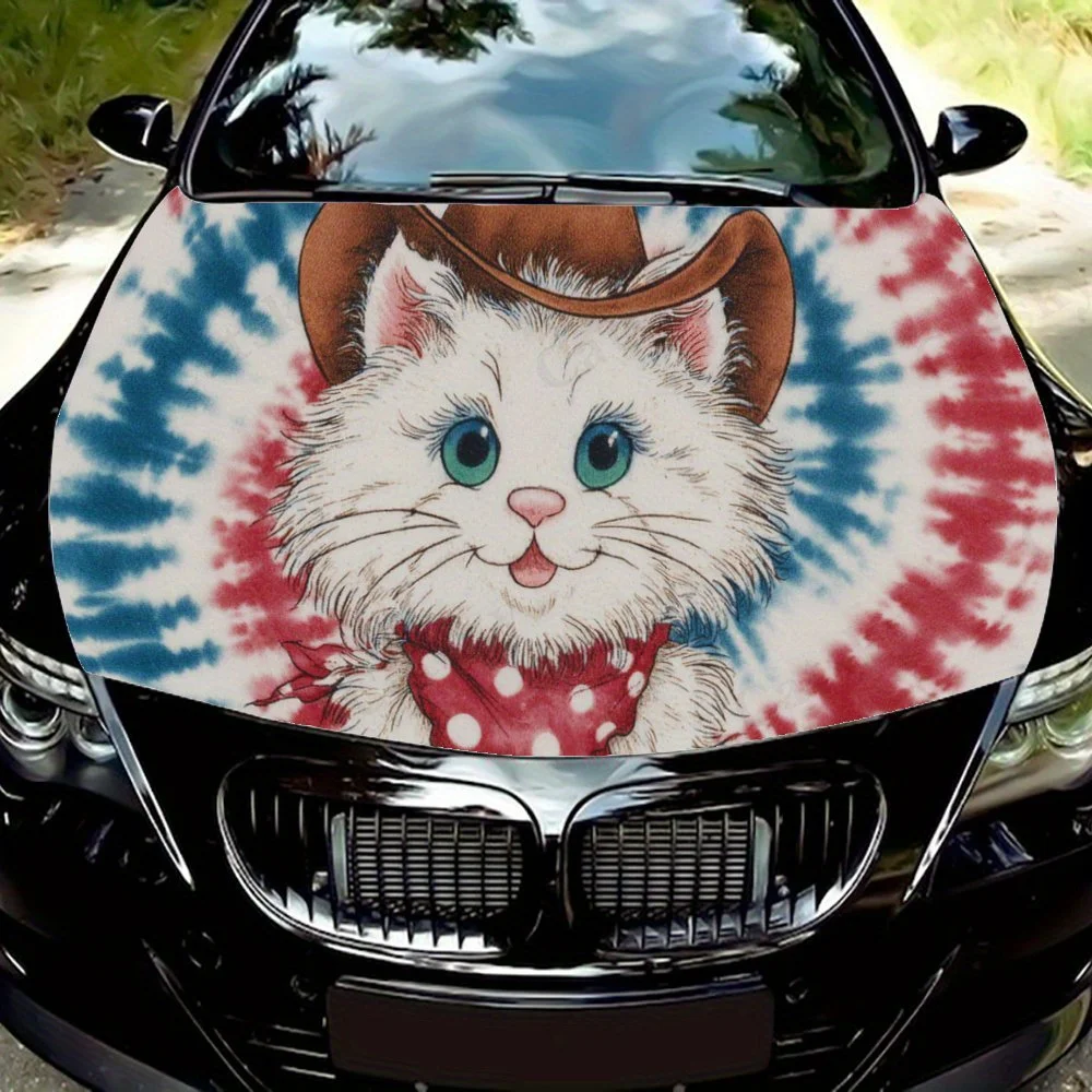 

Cute Cat with Hat car hood stickers, waterproof self-adhesive, scratch resistant, easy to stick, durable car PVC stickers, car d
