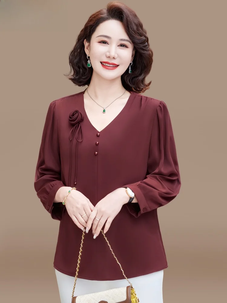 

Spring Faion irt Set Wedding Dr for ly Women Loose Fit Long Pants V-Ne Regular Thin Polyester Blend