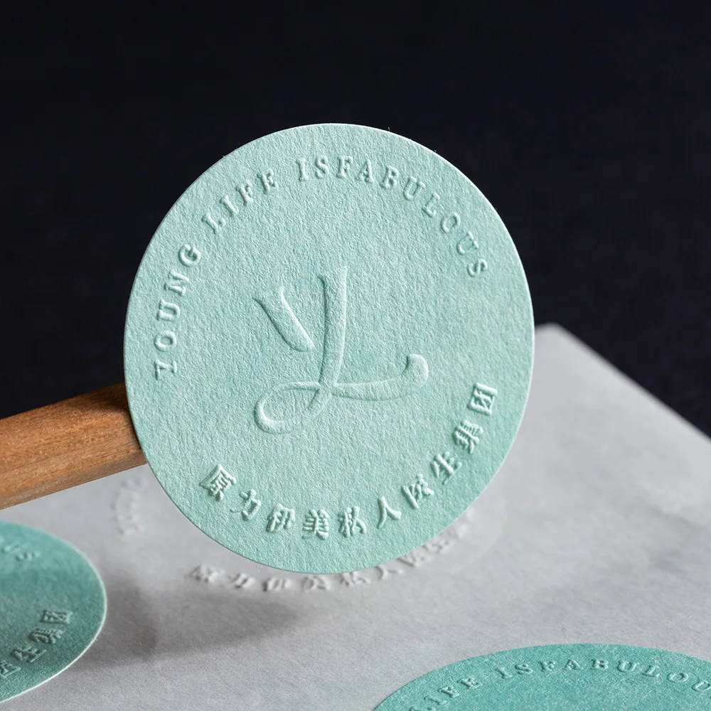 カスタム高級粘着包装ラベル、エンボス加工特殊テクスチャ装飾ステッカー（ビジネス用）