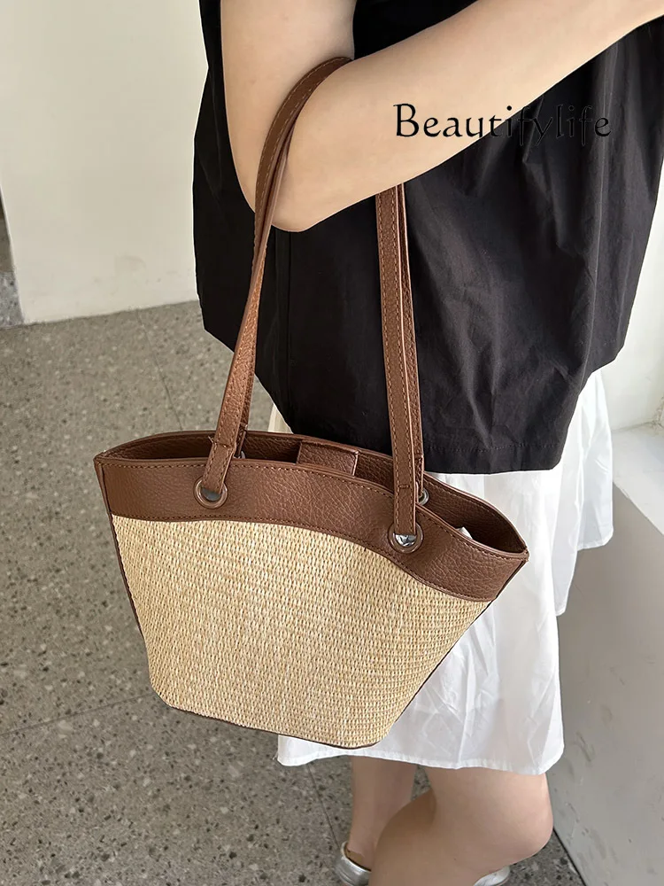 Seaside beach casual foreign versatile straw woven bag French retro shoulder fashion woven bag