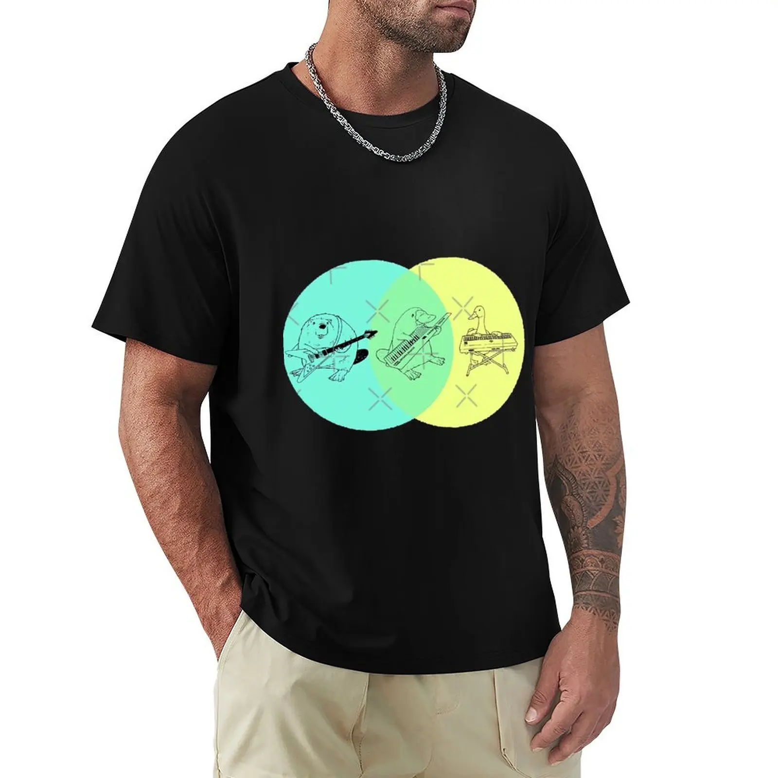 Keytar Platypus Venn Diagram T-Shirt korean fashion graphic t shirts t shirt men 100℅ cotton