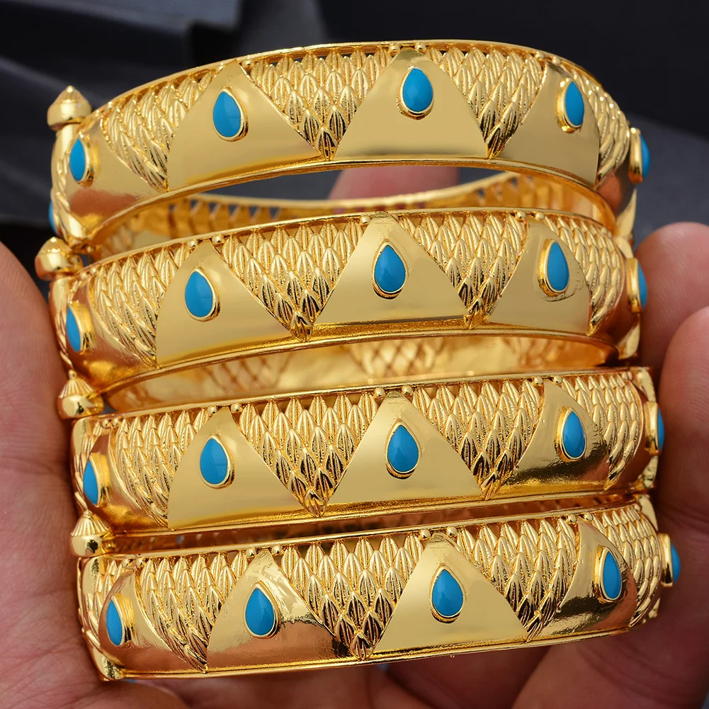 lady Luxury Bangles Gold Color Bangles Ethiopian African Women Dubai Party wedding Gifts bridal Ramadan Engagement High Jewelry