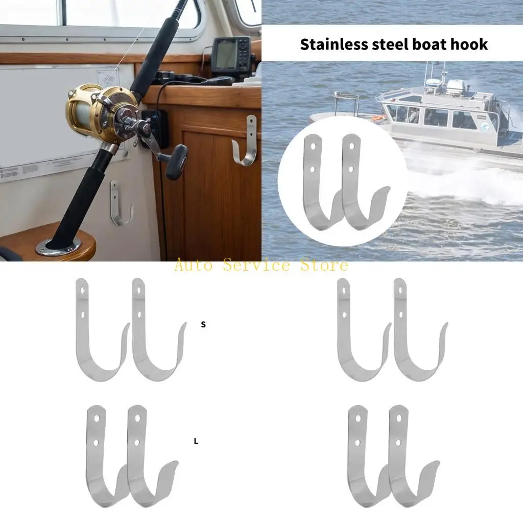 

462A J-Shaped Clothes Hook Wall Mounted Hooks Stainless Steel Double Hole Wall Mount Hanger for Coat Clothes Hat Bag