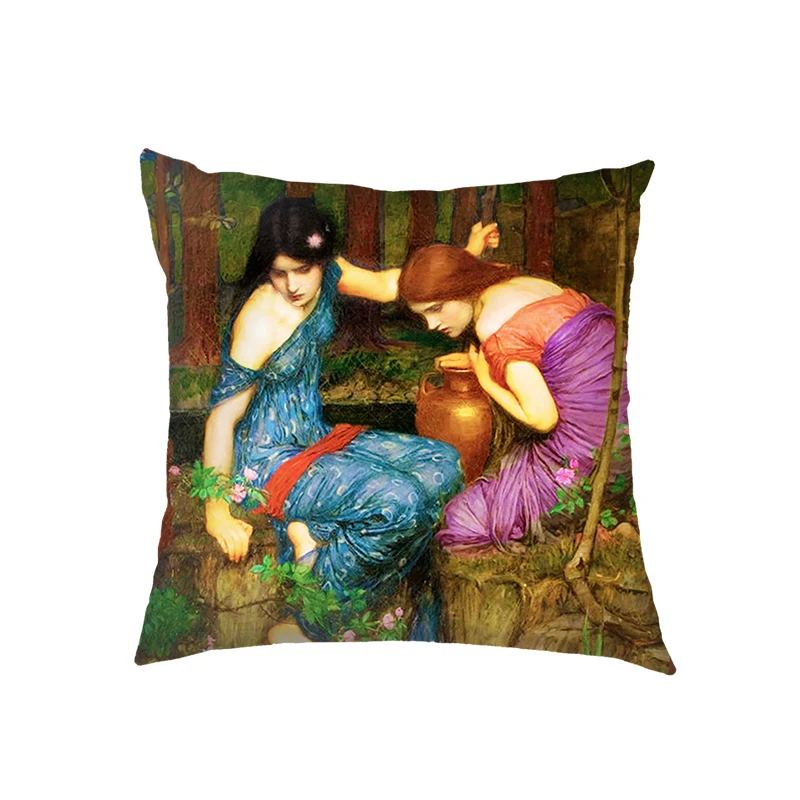 Artist John William Waterhouse Cushion Cover Religious Goddess Angel Pillowcase for Sofa Home Decor Throw Pillow Case Covers