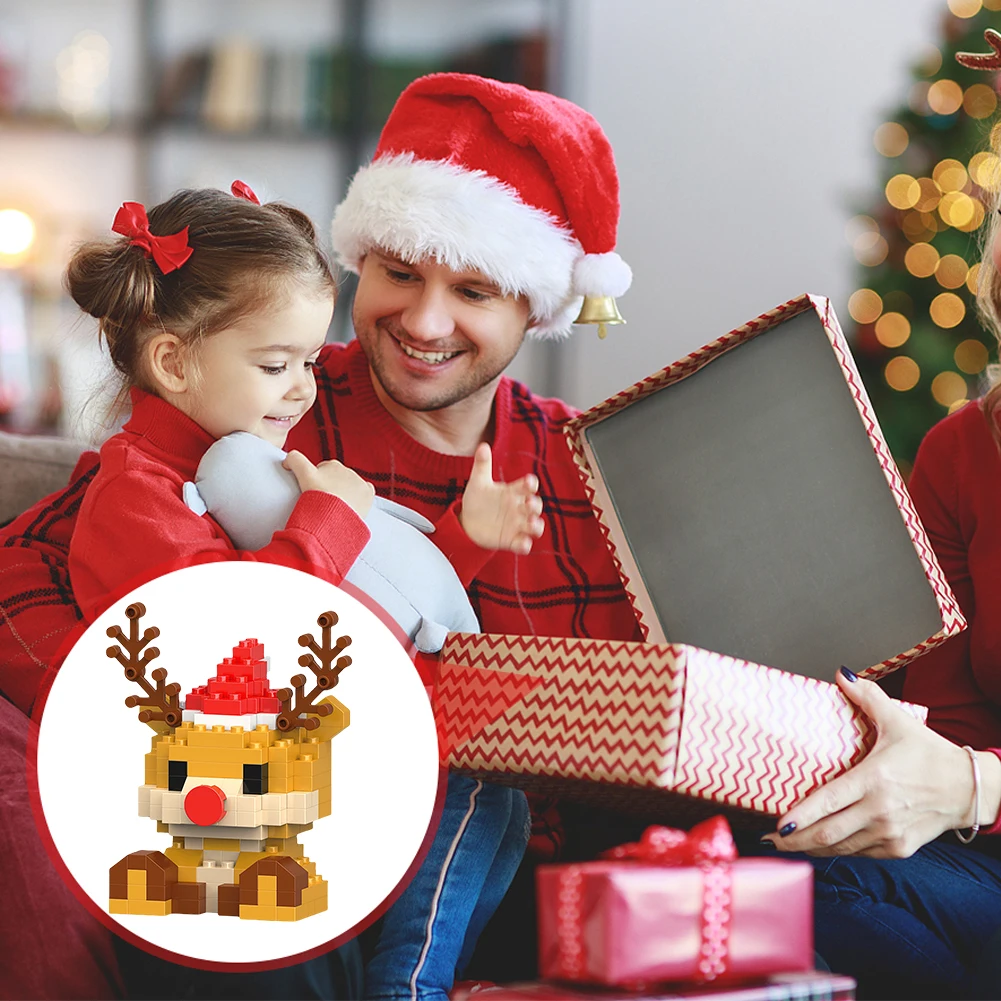 Paquet de 4 Micro blocs de noël, Mini figurines de construction, Kit de construction de noël, bas de bricolage, cadeaux de noël, cadeaux de fête