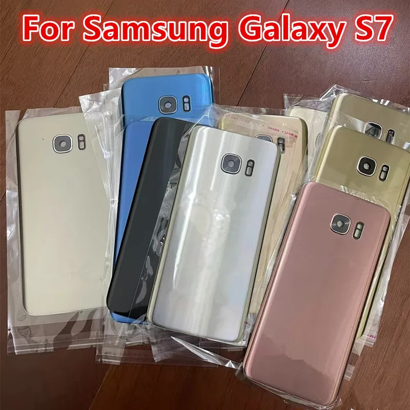 Tampa Traseira de Bateria para Samsung Galaxy S7 G930 G930FD G930F, Carcaça de Vidro para Reparo e Substituição, Porta Traseira do Telefone + Lente da Câmera