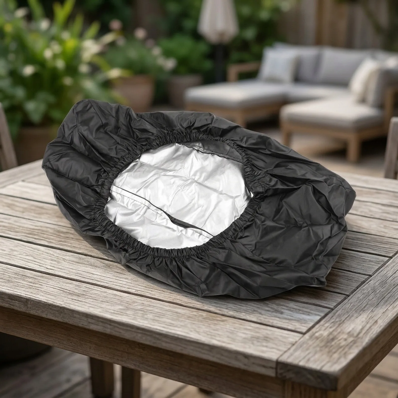 Black 420D Oxford Cloth Wall Mounted Patio Cover For Outdoor Garden Yard Protection Against Rain Snow Dust