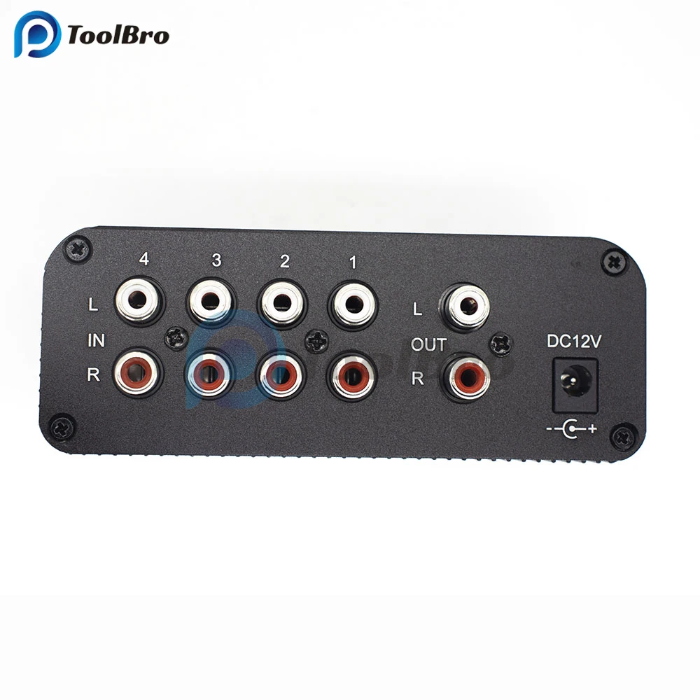 AK-401R Audio 4CH Infrared IR Remote Control Switch DC 12V 5.5*2.1mm Low Noise Distortion 4 Channel Audio Source Switcher