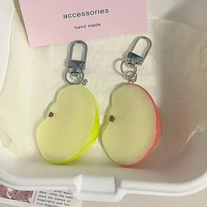 Simulated Fruit Slices Keychain Funny Resin Keyring Bag Pendant Backpack Hanging Decoration Car Key Holder Earphone Camera Charm