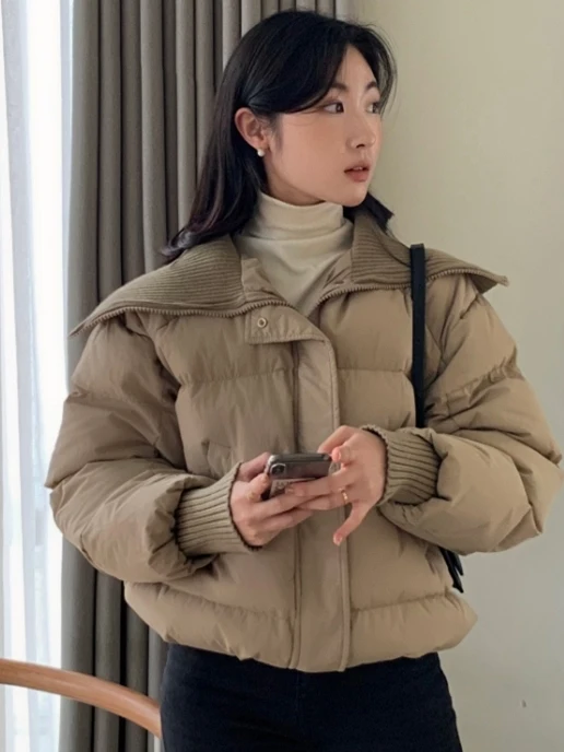 

Faionable Thiened ort Cotton Jaet Women's Winter Coat Design Sense Stand Collar Can Be Flipped Large Collar Warmth