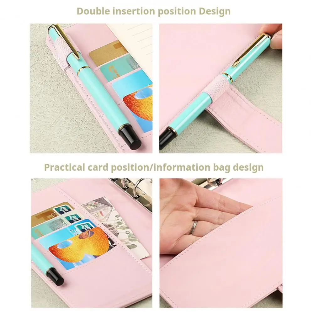 Loose-leaf Notebook Macaron Color Imitation Leather Student Planner Small Size Monthly Weekly Academic Organizer Mini Pocket