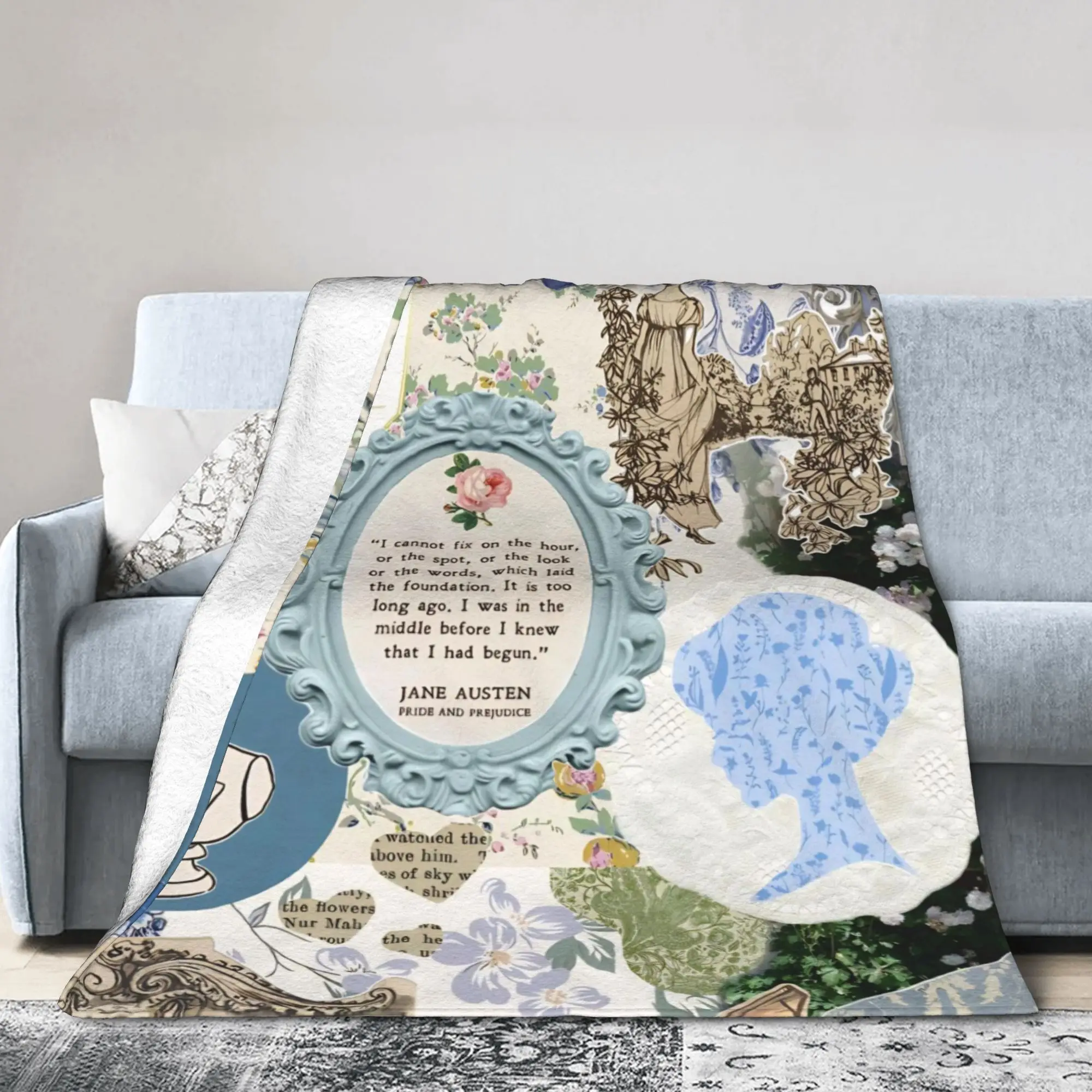 Pride and Prejudice Quotes Blankets Velvet Print Jane Austen Breathable Super Soft Throw Blankets for Car