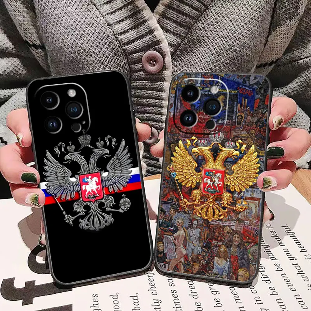 Flag logo of the Russian double headed eagle Phone Case For iphone 15 14 13 12 11 Pro XS Max Mini X SE APPLE 16 8 7 Plus Case