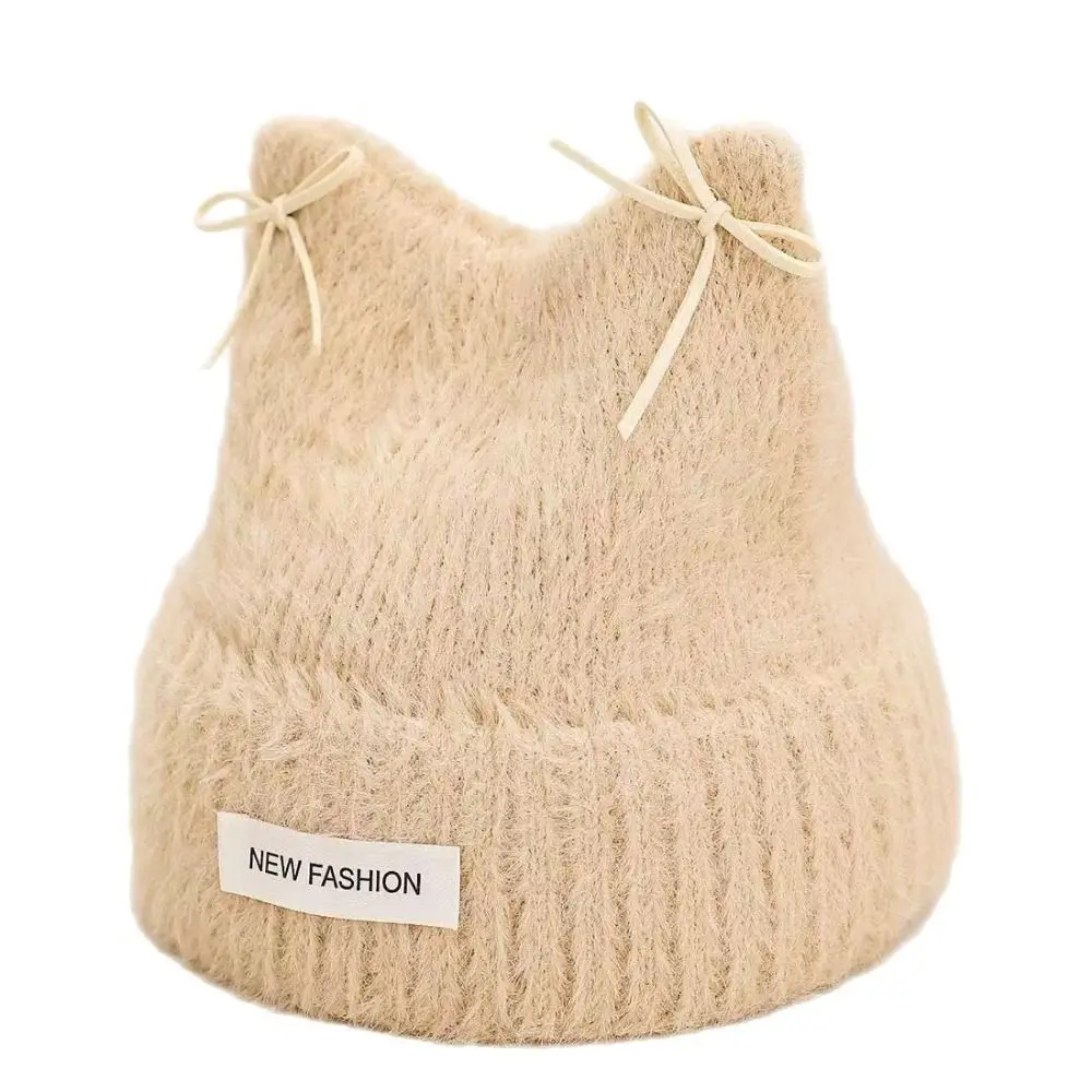Fashion Knitted Baby Hat Soft Touch Horn Shape Knitted Beanie Warm Thick Stretchy Kids Cap Kids Casual Use