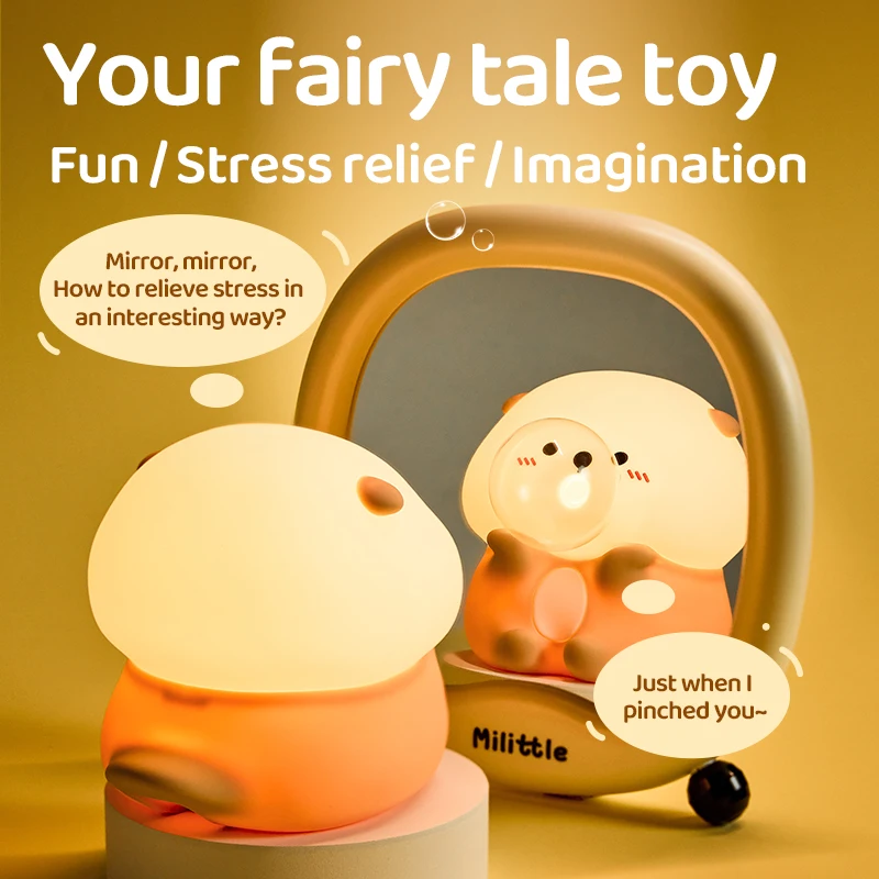 Lampe de Table en forme de loutre de mer, boule mignonne, veilleuse Rechargeable en Silicone pour bébé, jouets de chambre à coucher, jouet anti-pression pour les bureaux