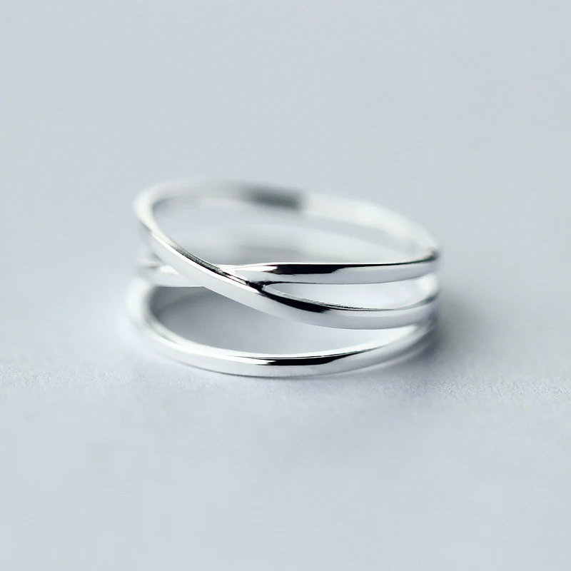 Modian Genuine 925 Sterling Silver Simple Cross Finger Ring for Women Fashion 3 Sizes Ring Minimalist Style Fine Jewelry Bijoux