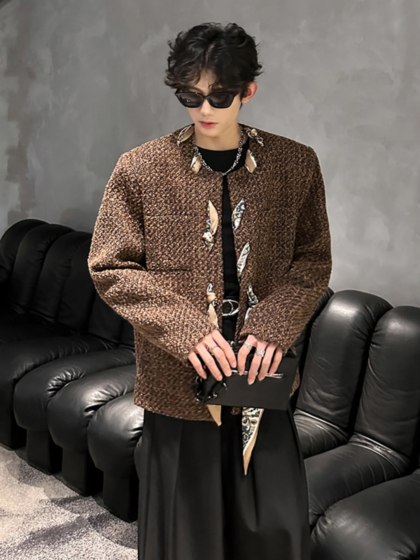 

oulder Pad Men's Jaet Youthful Trendy Outerwear Autumn Wear Resistant Durable Long Sve Pure Color Faionable