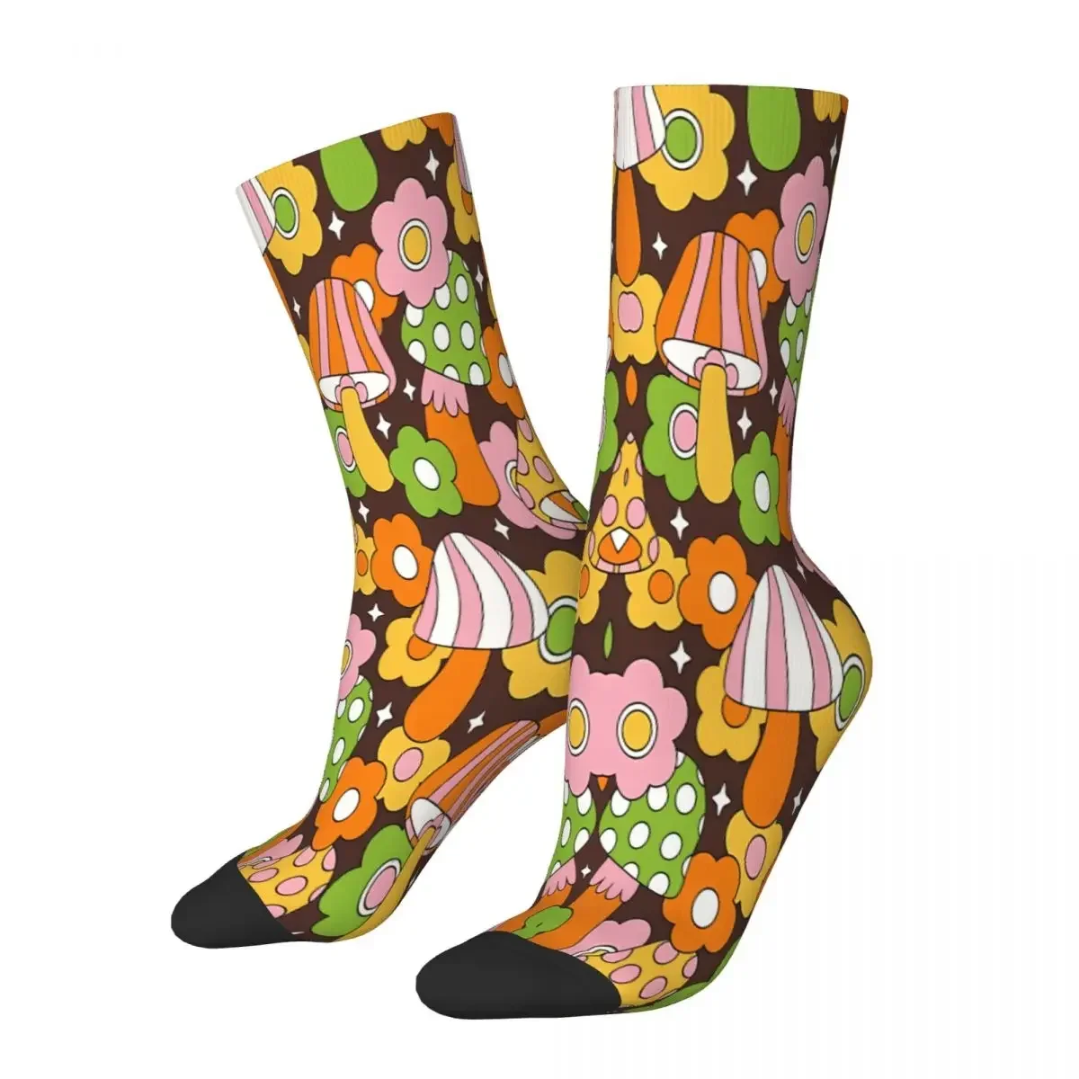 Colorful Neon Pattern Plants Lovers Tropical Floral Mushroom Socks Male Mens Women Autumn Stockings Hip Hop