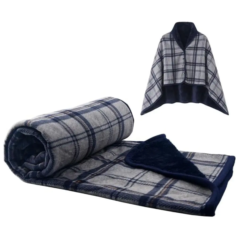 Cozy Wearable Shawl Blanket Thickened Flannel Shoulder Shawl with Buttons Wrap Shawl Poncho Throw
