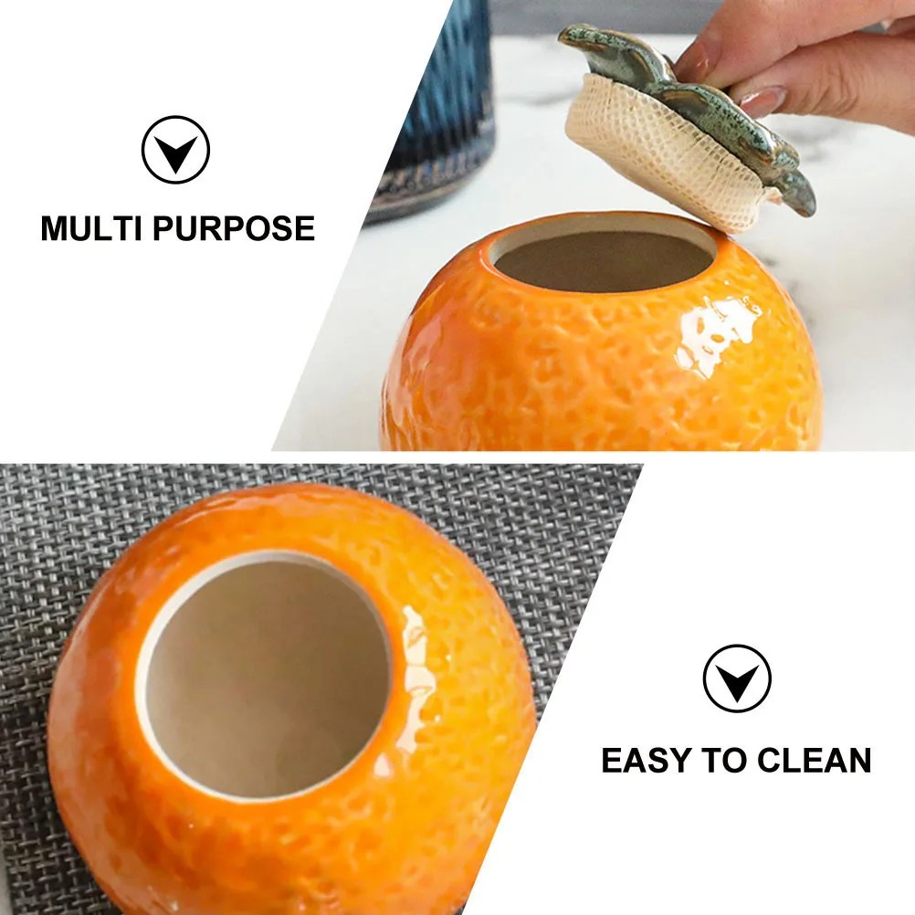 

Fruit Shaped Canister Ceramic Jar Orange Nordic Style Ornament Portable Sealing Adornment Perfect Home Decor Housewarming Gift