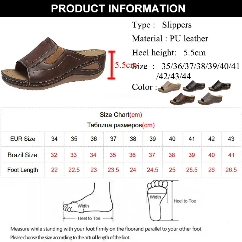 Rimocy Outdoor Casual Wedges Sandals Women 2023 Summer Open Toe Non-slip Beach Slippers Woman Pu Leather Thick Bottom Slides