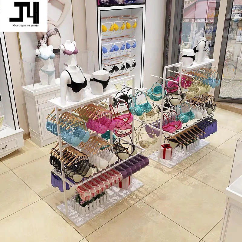 customized.Custom Underwear Display Fixtures Metal Black Lingerie Display Rack Underwear Shop Decoration