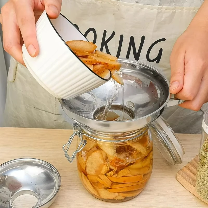 1/5pcs Stainless Steel Wide Mouth Funnel Multifunctional Easy Clean Jam Canning Funnel For Liquid Spices Filling Kitchen Tools