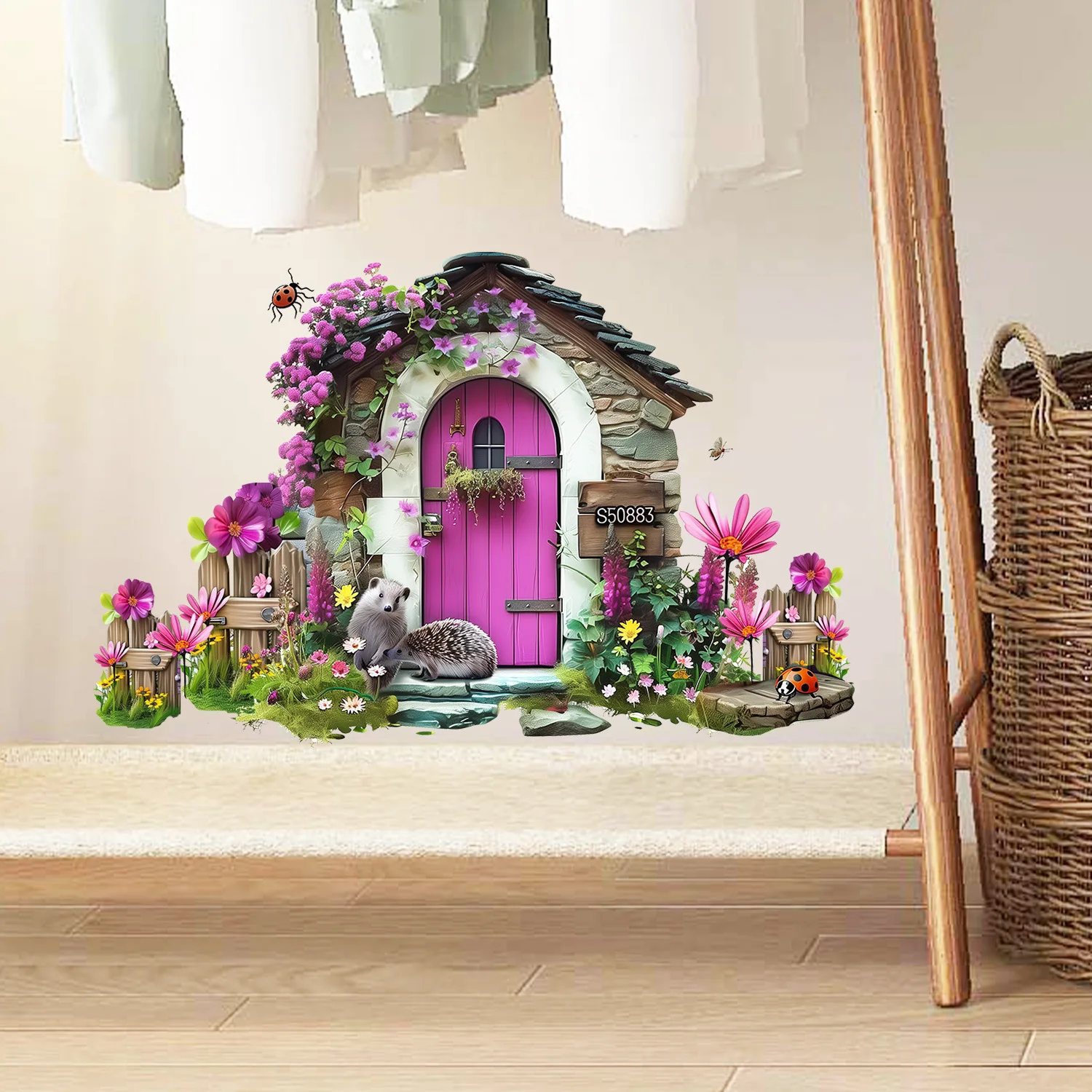 

Hedgehog Home Wall Stickers - Cozy Self-adhesive Decals for Bedroom Corner & Accent Wall Decor