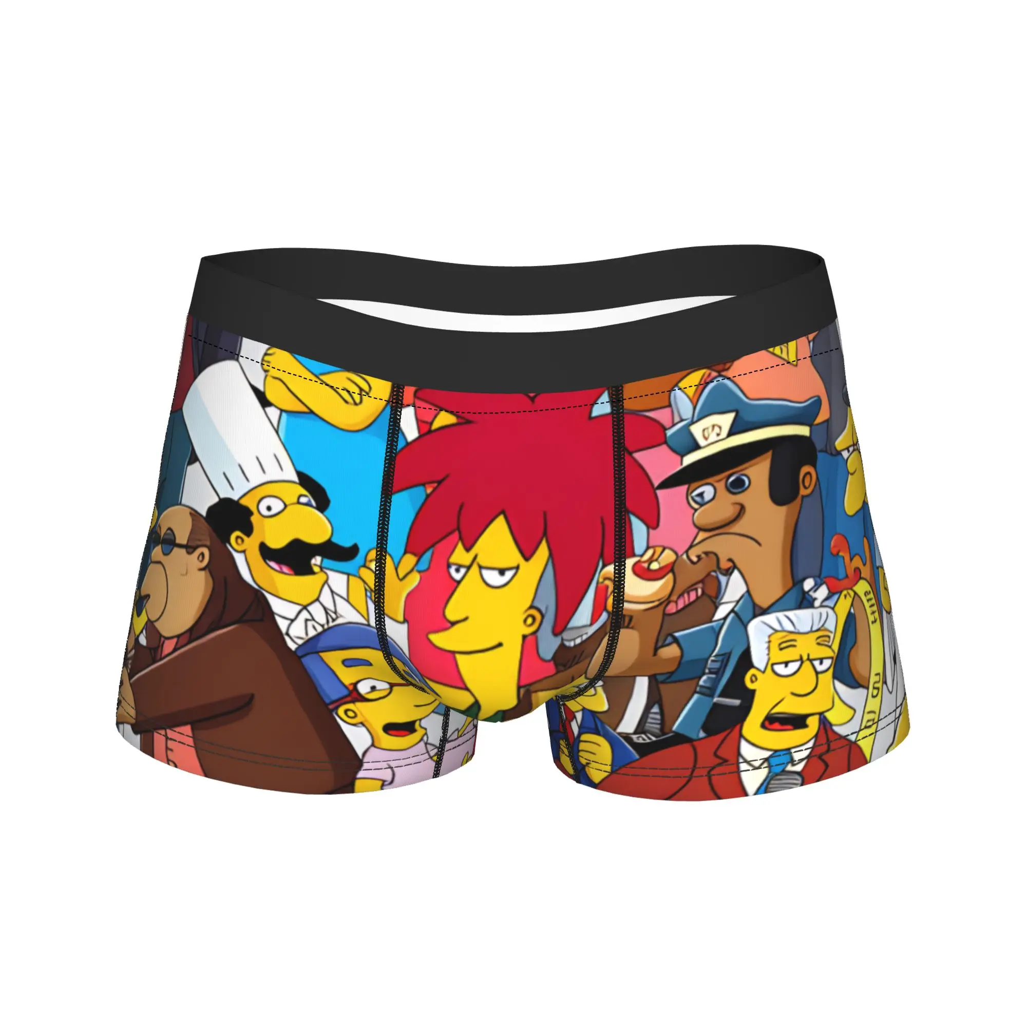 S-Simpsons All Characters White Background Shorts Briefs Underwear Hot Sale Men's Novelty Boxershorts Print Plus Size Underpants