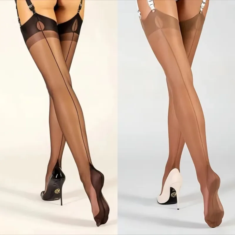 

Super Long Non-elastic Nylon Thigh High Stockings Women Sexy Ultra Thin Transparent Underwear Plus Size Back Seam Dance Stocking