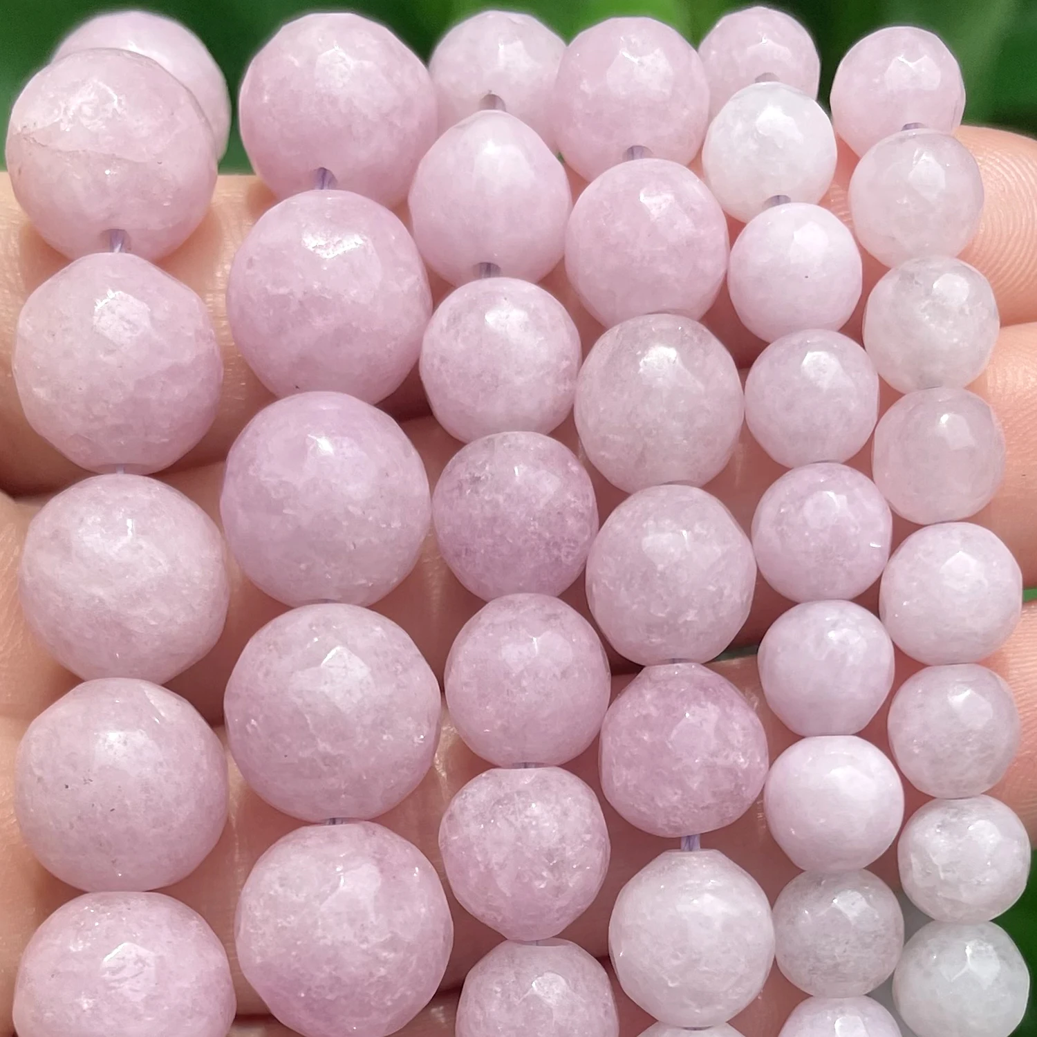Natural Stone Faceted Purple Kunzite Beads Round Loose Spacer Beads Diy Handmade Bracelet for Jewelry Making Accessories 15\'\'