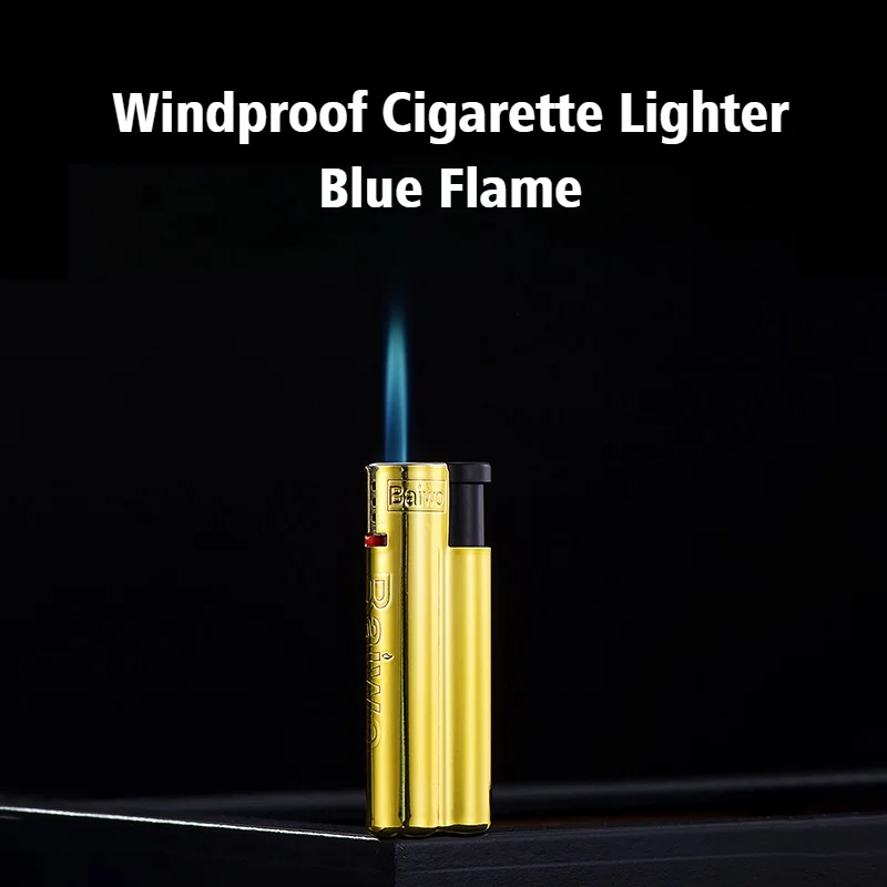 

New Cigar Igniter Blue Fire Metal Butane inflatable Lighter Smoke Windproof Open Flame Cigarettes Lighters & Smoking Accessories