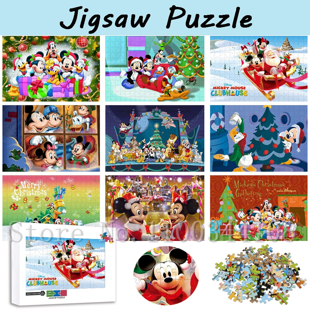 Disney Mickeys Christmas puzzle Minnie Mouse Doland Duck drewniane puzzle dla rodziców i dzieci zabawki interaktywne prezenty