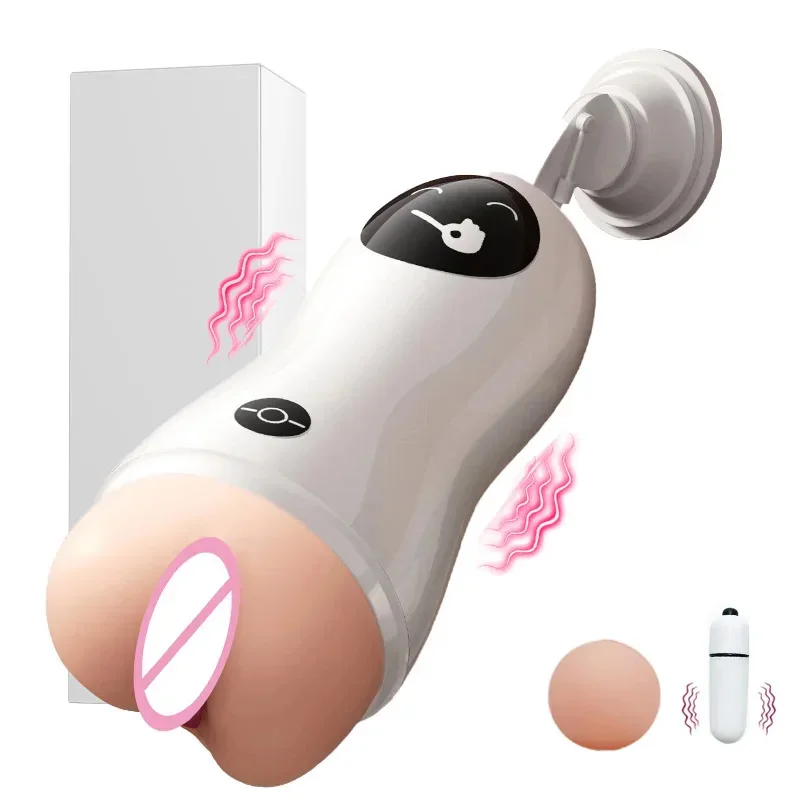 Male Mastubator Real Vaginia Vibration Penis Trainer Suction Cup Pocket Soft Pussy Machine Masturbation Cup Adult Sex Toy 18+