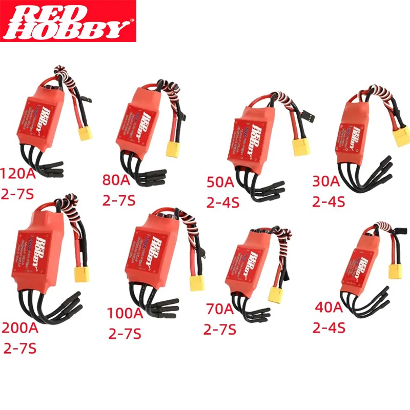 RedHobby 30A 40A 50A 2-4S 70A 80A 100A 120A 200A 2-7S Электронный регулятор скорости Бесщеточный ESC 5V Bec Выход для радиоуправляемого самолета
