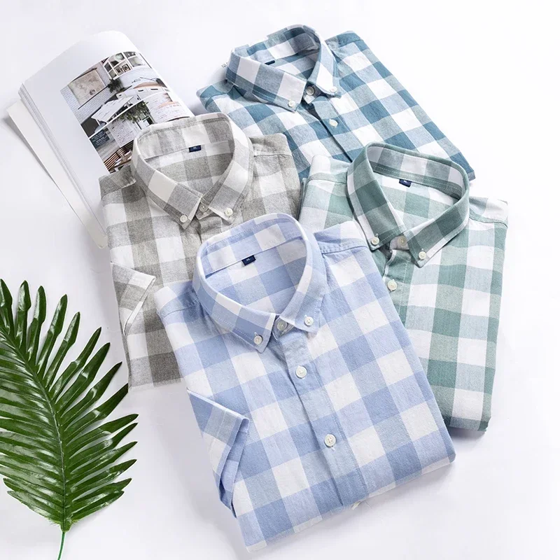 100% Cotton Mens Oxford Shirts New Hot Sale Long Sleeve Casual Stripe Soft Buttoned Plaid Formal Male Clothes