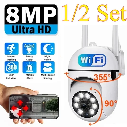 Imagen 1 del producto Cámara IP WiFi Cámaras 2.4G Cámara de vigilancia 360 °   Monitor antirrobo giratorio, seguimiento automático de seguridad, cámara V360 de Audio bidireccional